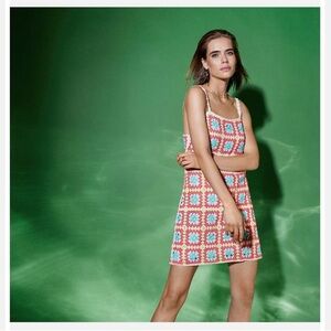 Zara Colorful Crochet Patterned mini Dress women’s large